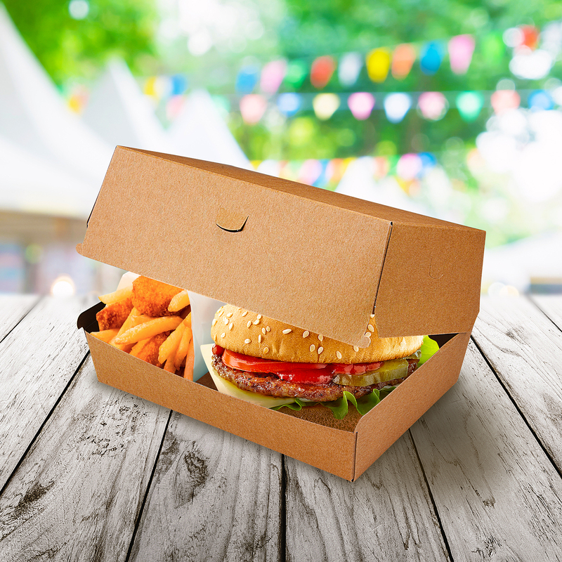 Box na burger Plus (50 ks) - nepromastitelný kraft