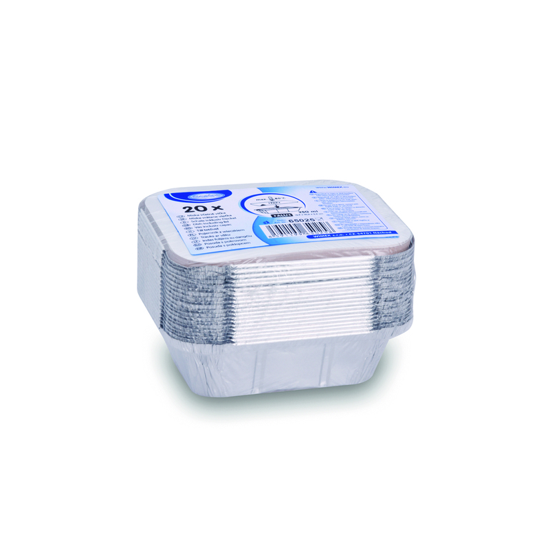 Hliníková miska s víčkem 250 ml - hranatá (20 ks)