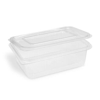 Miska (rPET) hranatá s víčkem 1500 ml - průhledná (50 ks)