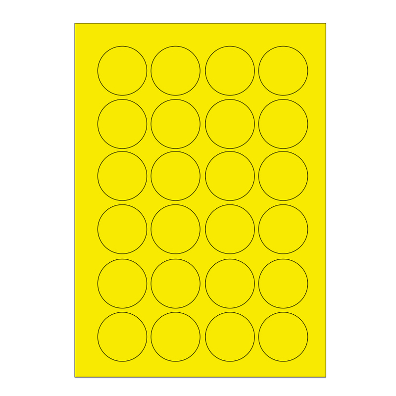 Samolepicí etikety, průměr 40 mm, A4 - reflexní žluté (100 ks)