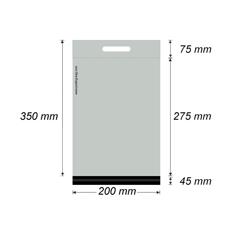 Plastová obálka - zasílací taška 200 x 350 mm + 45 mm x 0,05 mm (1 ks)
