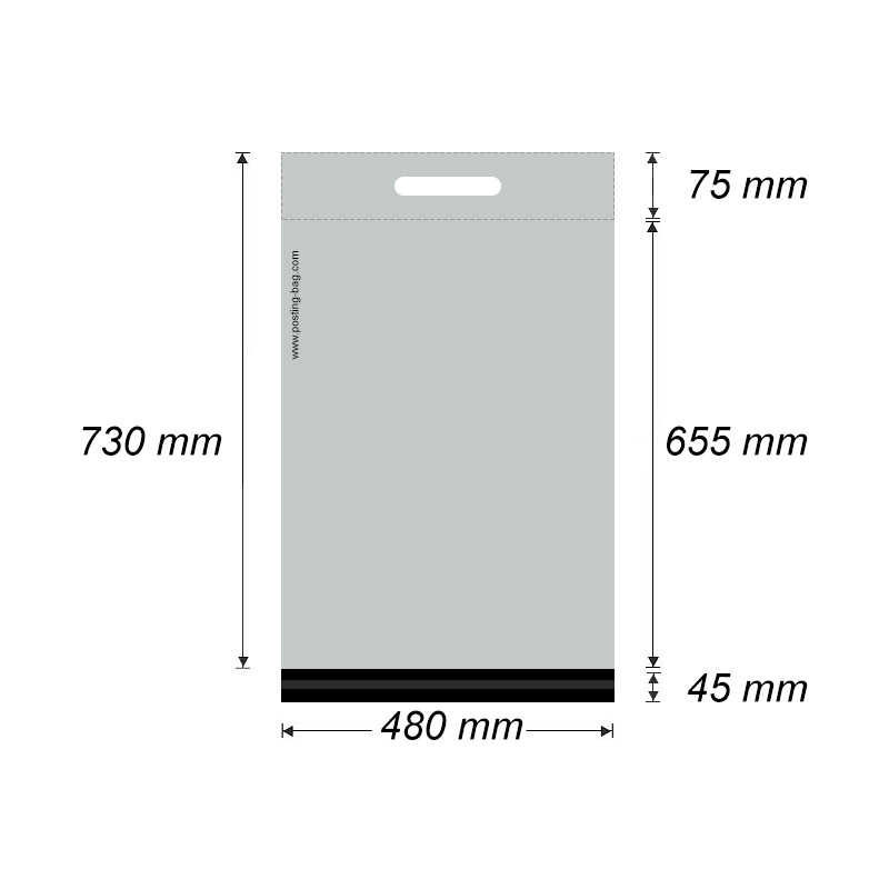 Plastová obálka - zasílací taška 480 x 730 mm + 45 mm x 0,05 mm (1 ks)