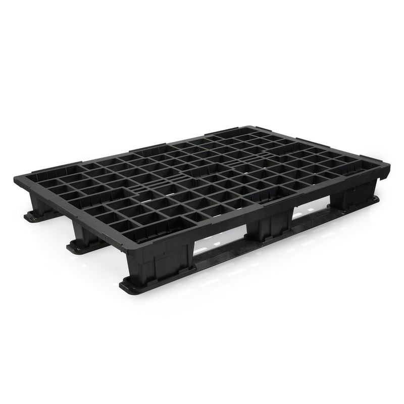 Plastová paleta 1200 x 800 mm, stohovatelná s ližinami