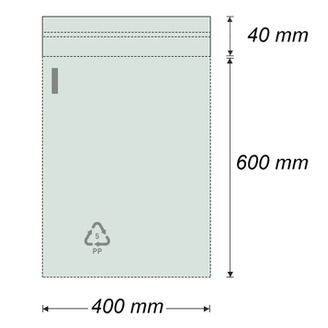 Sáček polypropylenový se samolepicí klopou 400 x 600 mm (100 ks) - transparentní