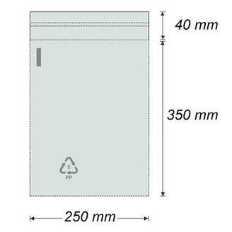 Sáček polyprop. se samolep. klopou 250 x 350 mm + 40 mm (100 ks)