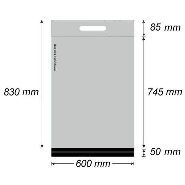 Plastová obálka - zasílací taška 600 x 830 + 50 mm x 0,06 mm (1 ks)