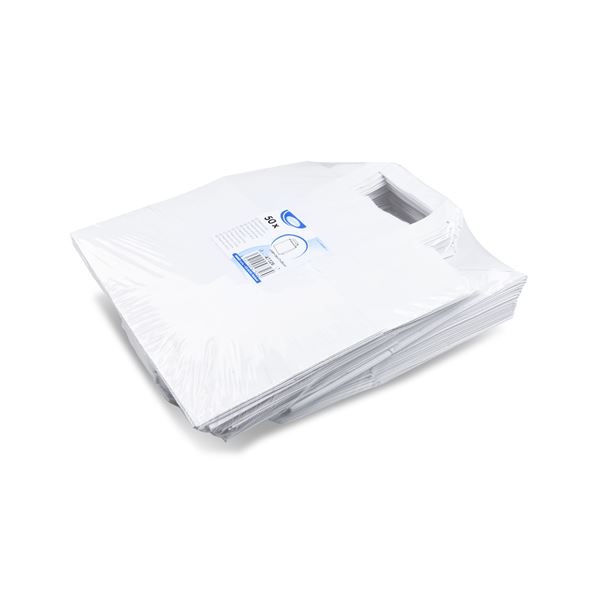 Papírová taška bílá 26 + 17 x 25 cm (50 ks)