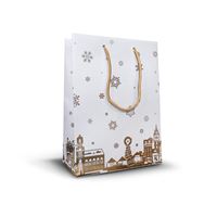 Dárková taška papírová ADVENT bílo-zlatá - M
