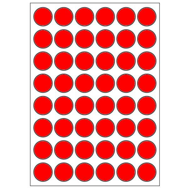 Samolepicí etikety průměr 15 mm, A6 (10 ks) reflexní červené