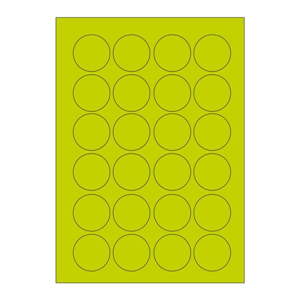 Samolepicí etikety, průměr 40 mm, A4 - reflexní zelené (100 ks)