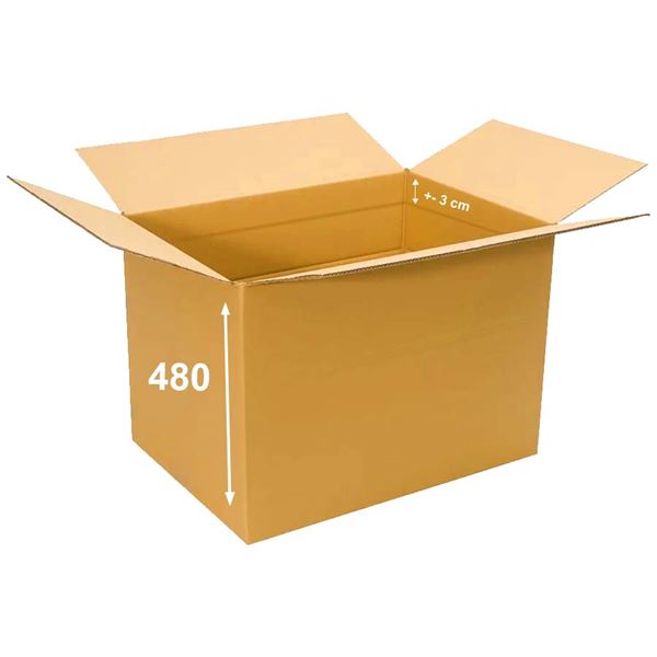 Krabice papírová klopová 3VVL 680 x 480 x 480 mm s rylem 300 mm