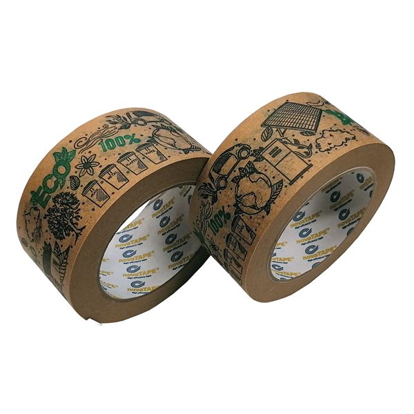Papírová balicí páska hnědá 50 mm x 50 m, motiv EKO H2O